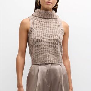 Sablyn Saige Elegant Cashmere Sleeveless Turtleneck Sweater - Dusty Pink